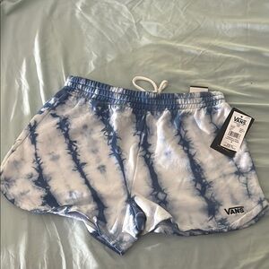 Vans Blue and White Athletic Shorts Tie-Dye Style